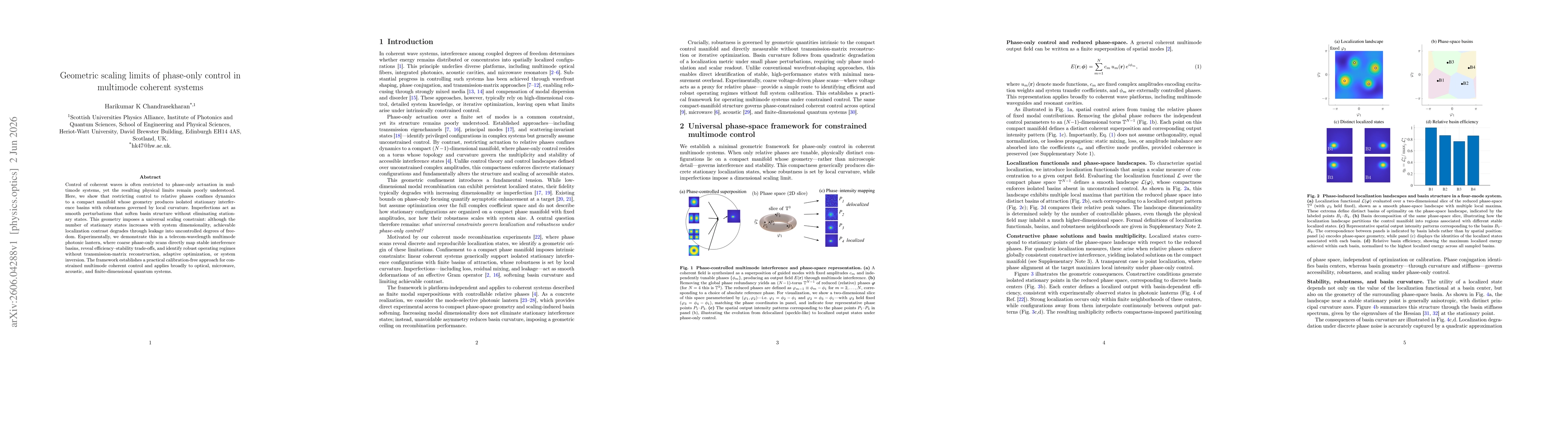 Thumbnail for Geometric scaling limits of phase-only control in multimode coherent systems