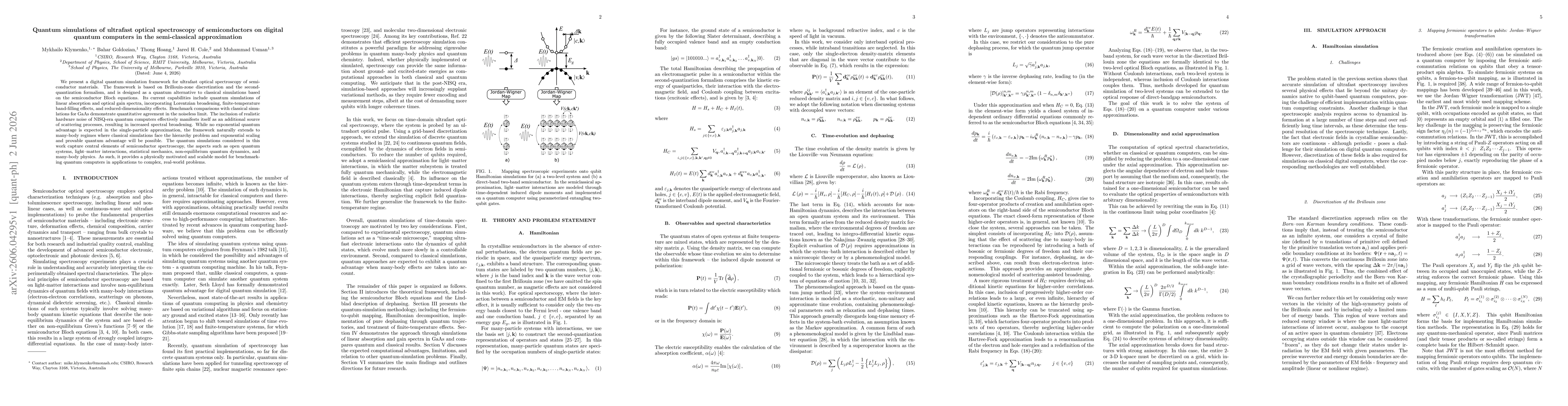 Thumbnail for Quantum simulations of ultrafast optical spectroscopy of semiconductors on digital quantum computers in the semi-classical approximation