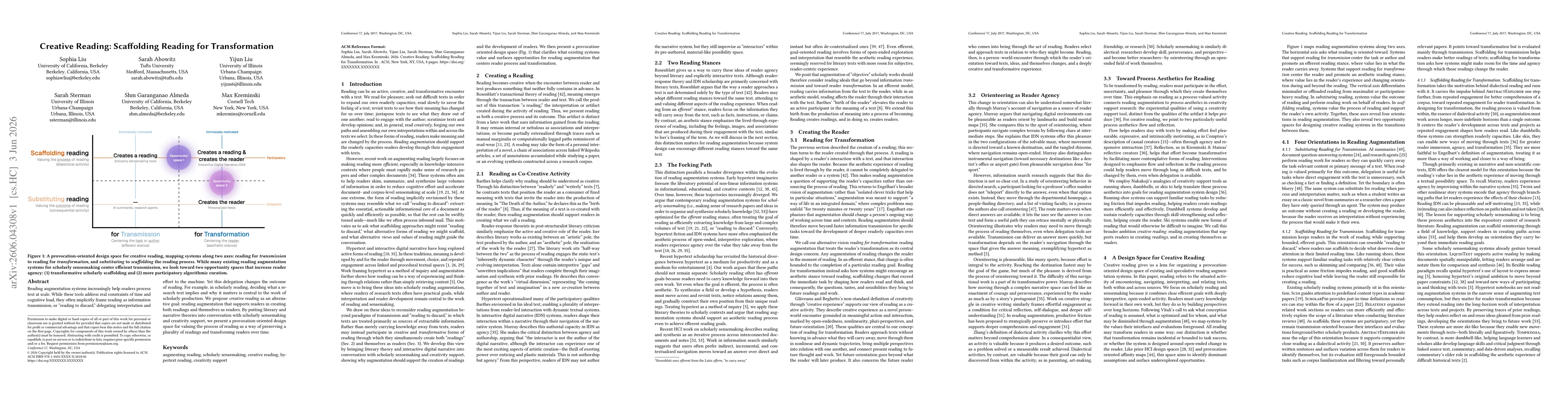 Thumbnail for Creative Reading: Scaffolding Reading for Transformation