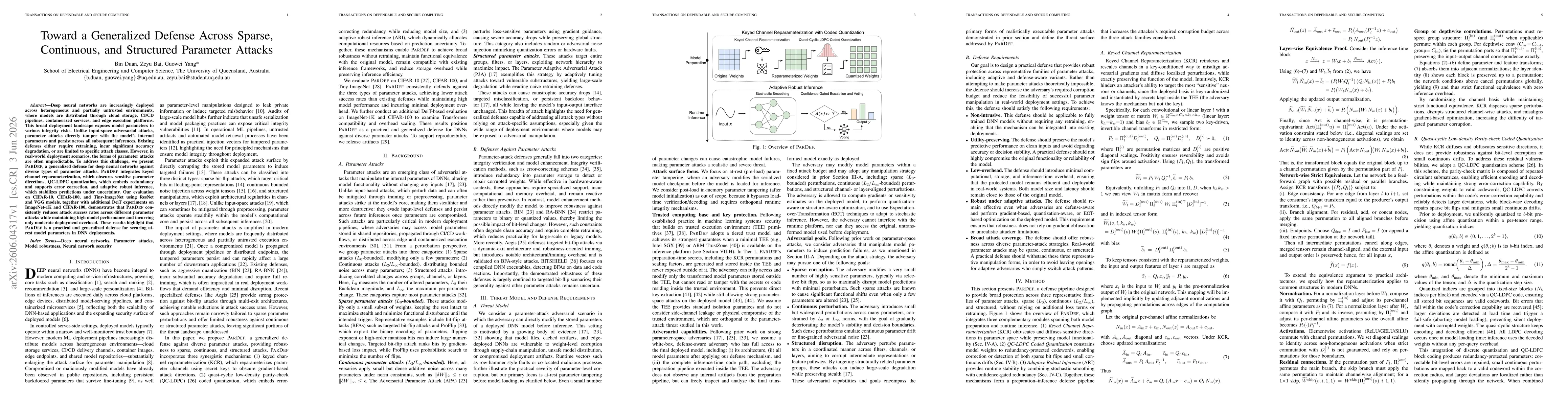 Thumbnail for Toward a Generalized Defense Across Sparse, Continuous, and Structured Parameter Attacks
