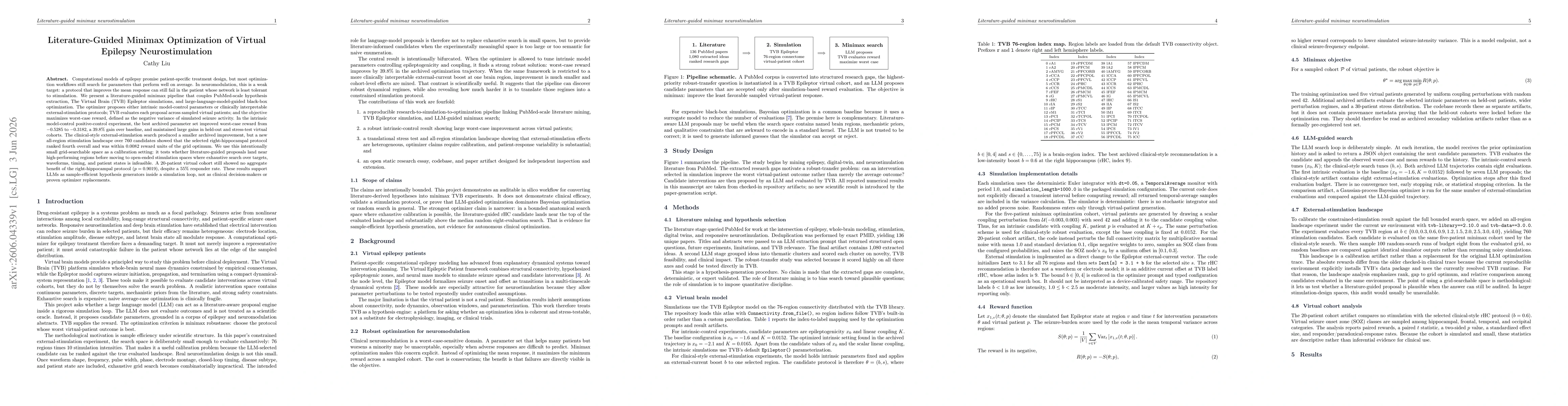Thumbnail for Literature-Guided Minimax Optimization of Virtual Epilepsy Neurostimulation