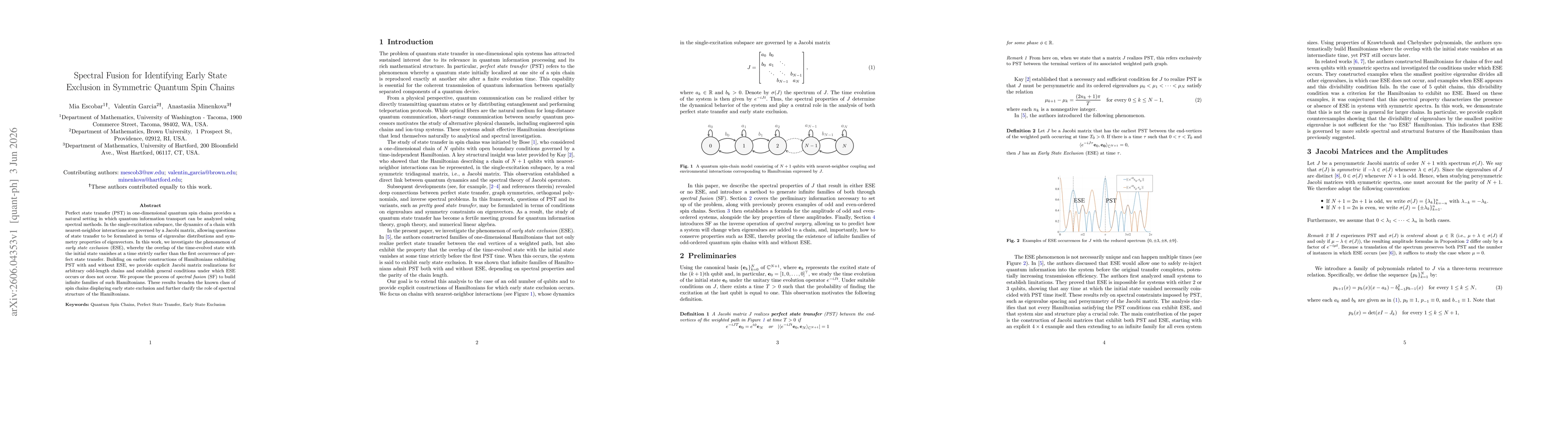 Thumbnail for Spectral Fusion for Identifying Early State Exclusion in Symmetric Quantum Spin Chains