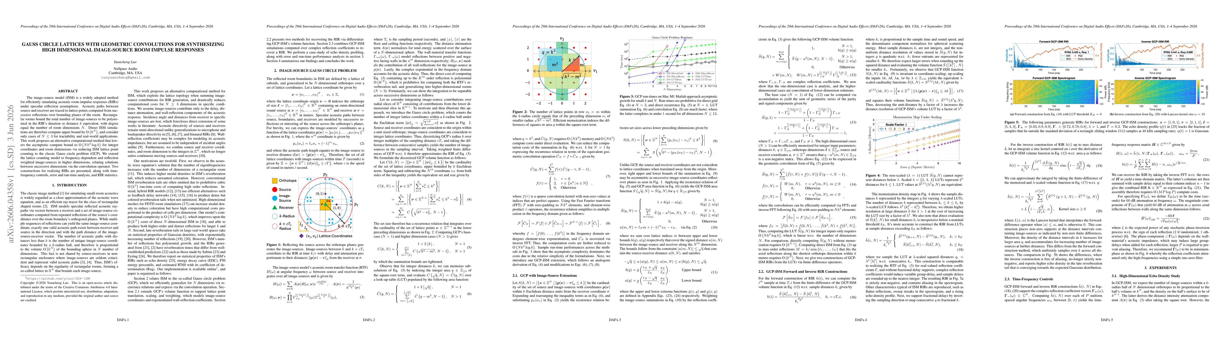 Thumbnail for Gauss Circle Lattices with Geometric Convolutions for Synthesizing High Dimensional Image-Source Room Impulse Responses