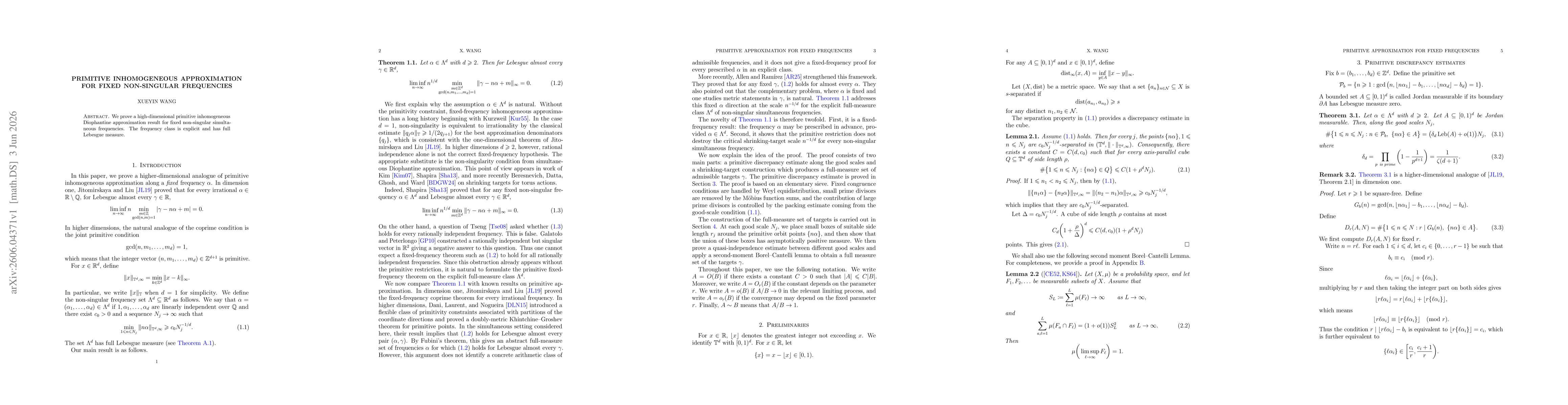 Thumbnail for Primitive inhomogeneous approximation for fixed non-singular frequencies