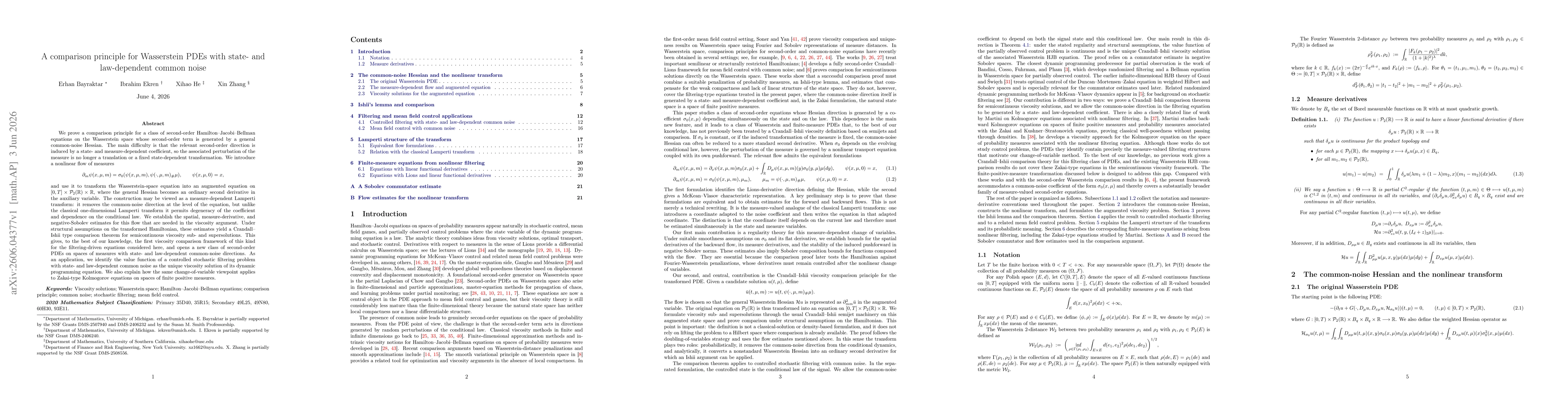 Thumbnail for A comparison principle for Wasserstein PDEs with state- and law-dependent common noise