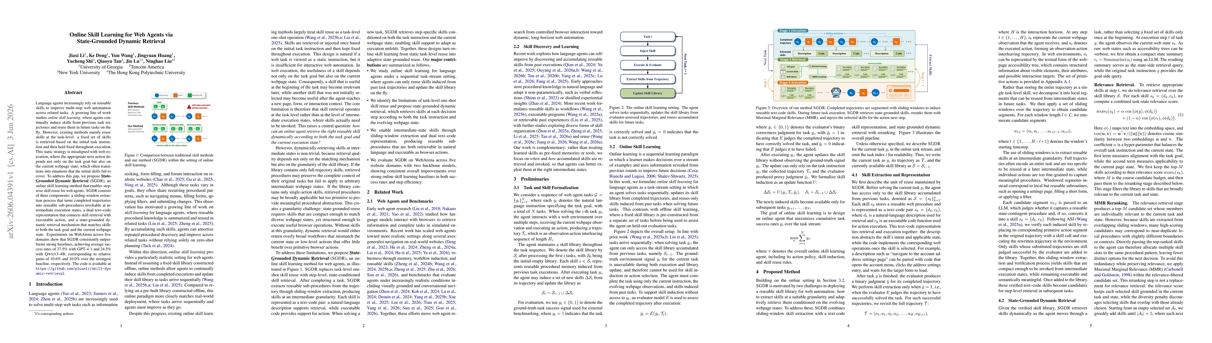 Thumbnail for Online Skill Learning for Web Agents via State-Grounded Dynamic Retrieval