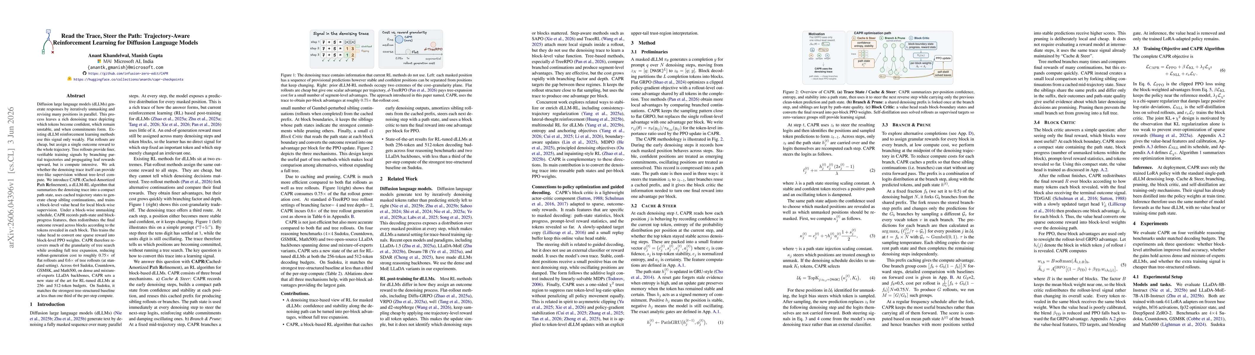 Thumbnail for Read the Trace, Steer the Path: Trajectory-Aware Reinforcement Learning for Diffusion Language Models