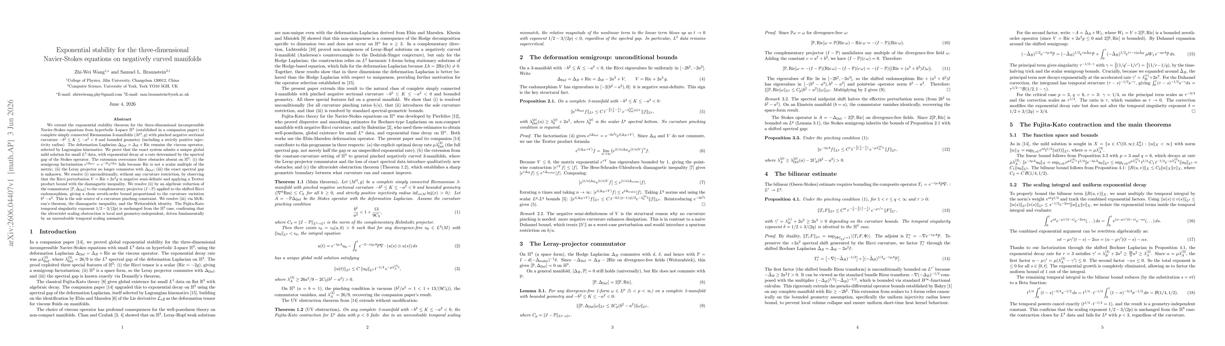Thumbnail for Exponential stability for the three-dimensional Navier-Stokes equations on negatively curved manifolds