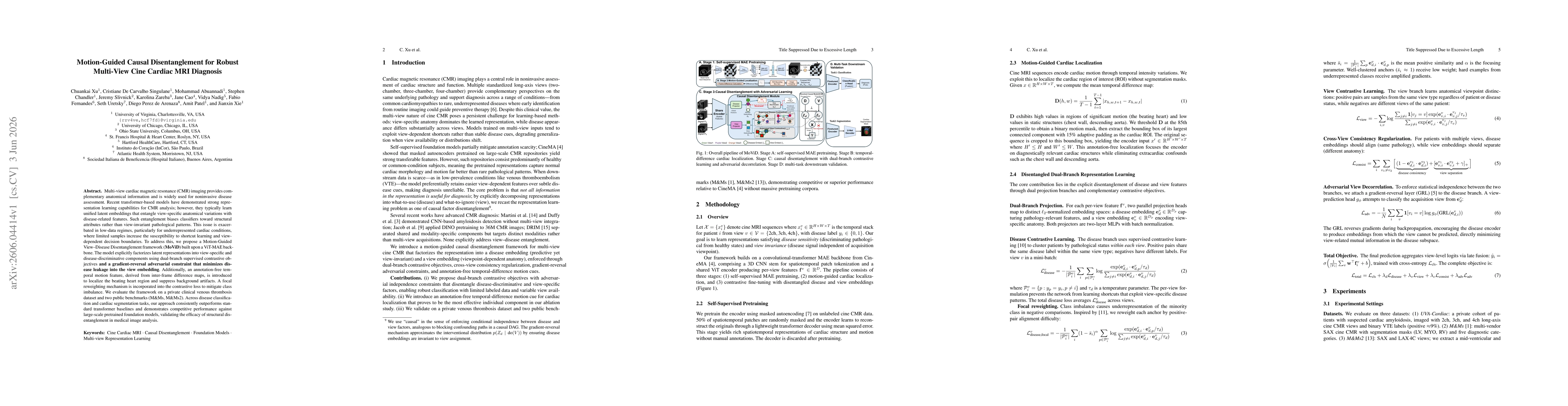 Thumbnail for Motion-Guided Causal Disentanglement for Robust Multi-View Cine Cardiac MRI Diagnosis