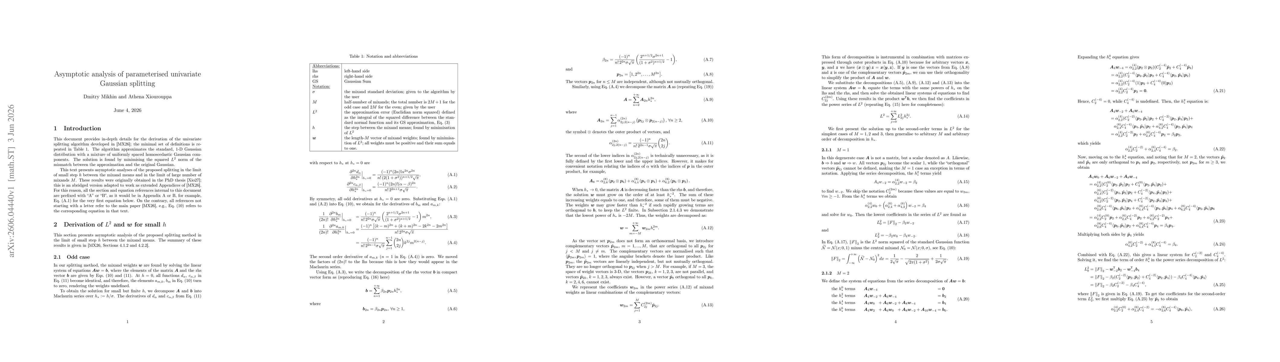 Thumbnail for Asymptotic analysis of parameterised univariate Gaussian splitting