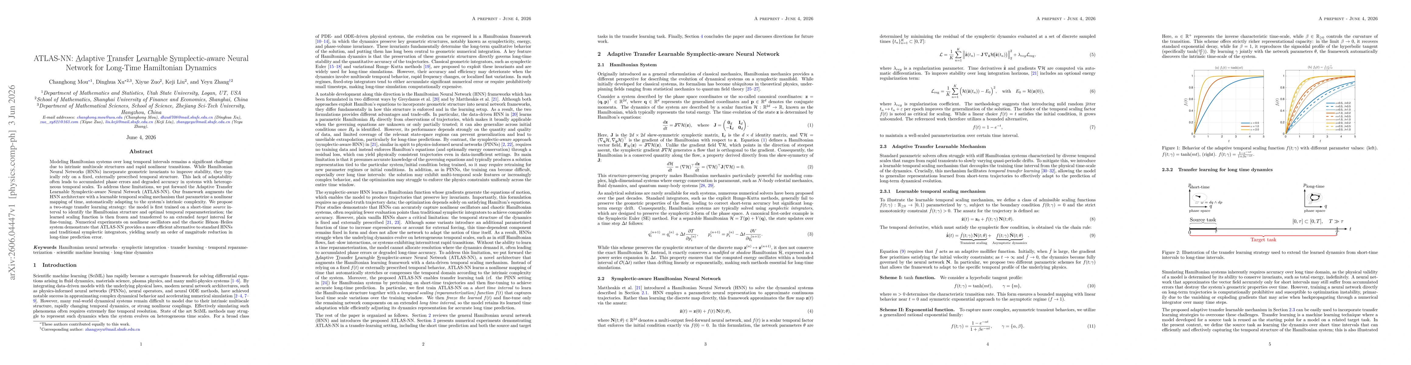 Thumbnail for ATLAS-NN: Adaptive Transfer Learnable Symplectic-aware Neural Network for Long-Time Hamiltonian Dynamics