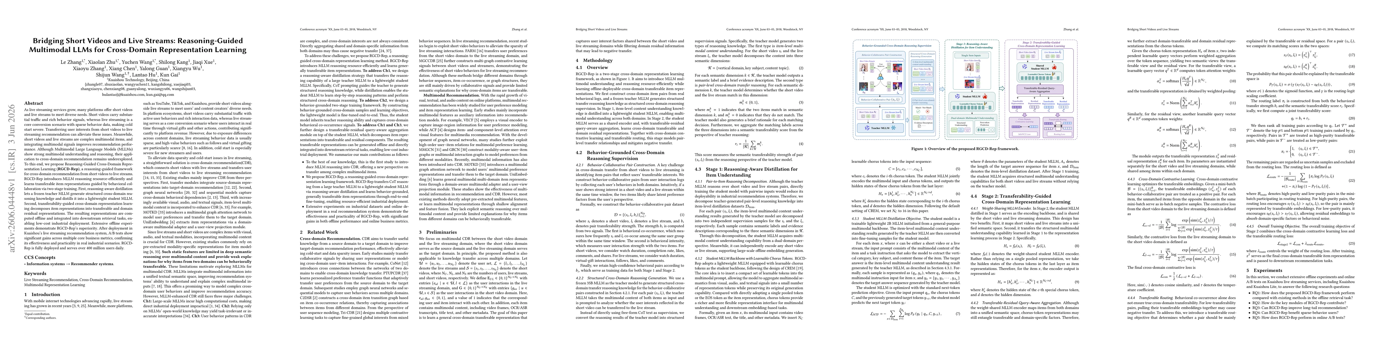 Thumbnail for Bridging Short Videos and Live Streams: Reasoning-Guided Multimodal LLMs for Cross-Domain Representation Learning