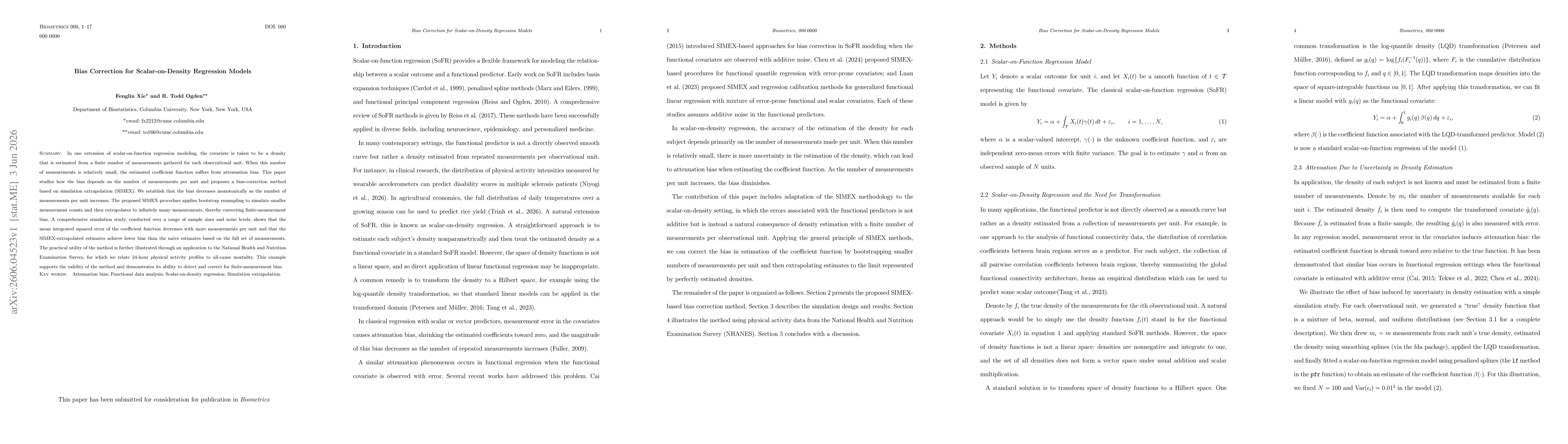 Thumbnail for Bias Correction for Scalar-on-Density Regression Models