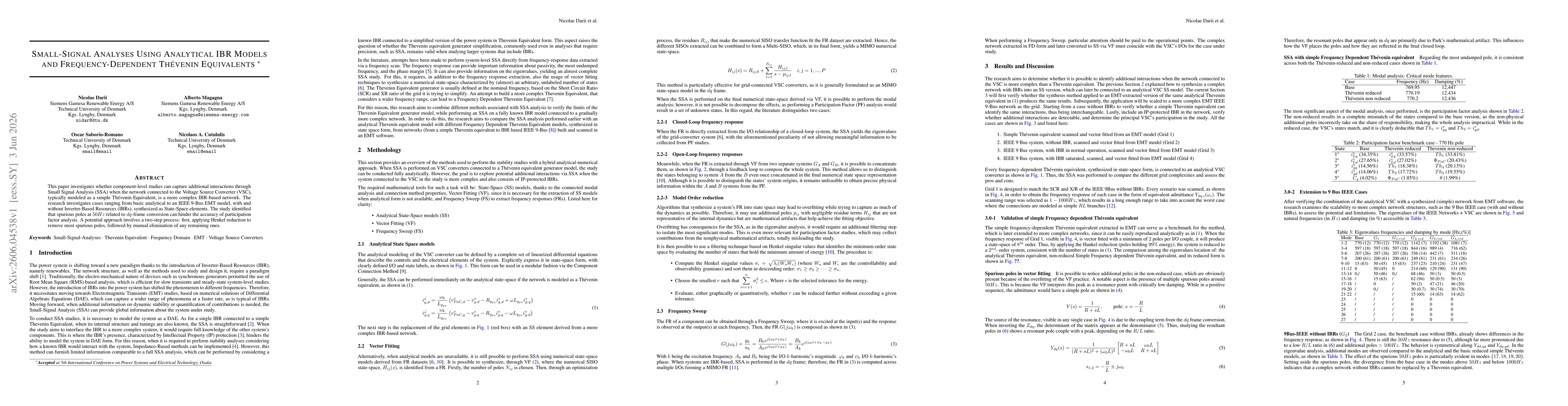 Thumbnail for Small-Signal Analyses Using Analytical IBR Models and Frequency-Dependent Thévenin Equivalents