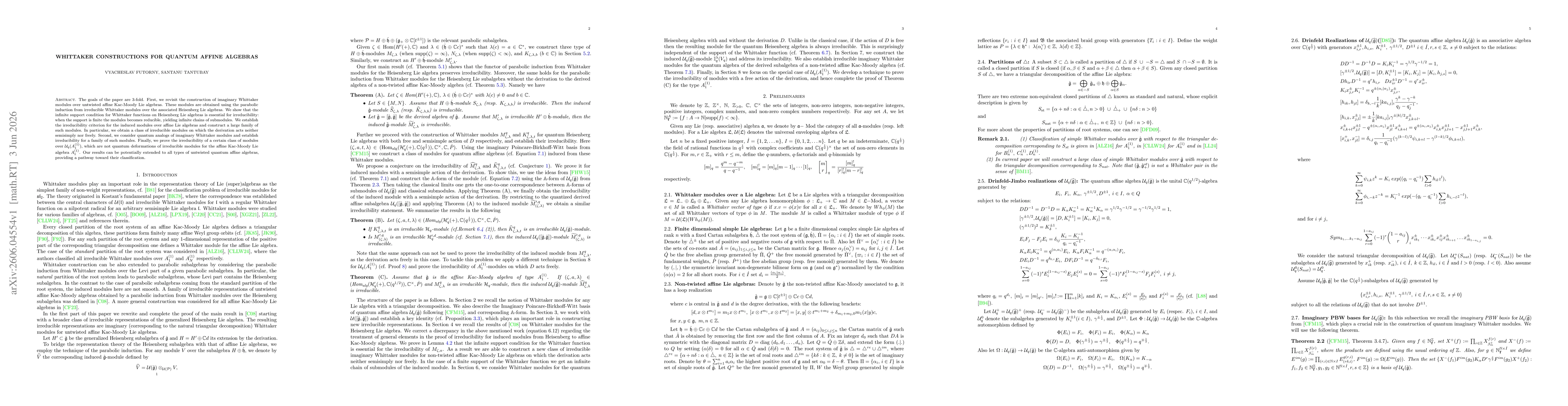 Thumbnail for Whittaker constructions for quantum affine algebras