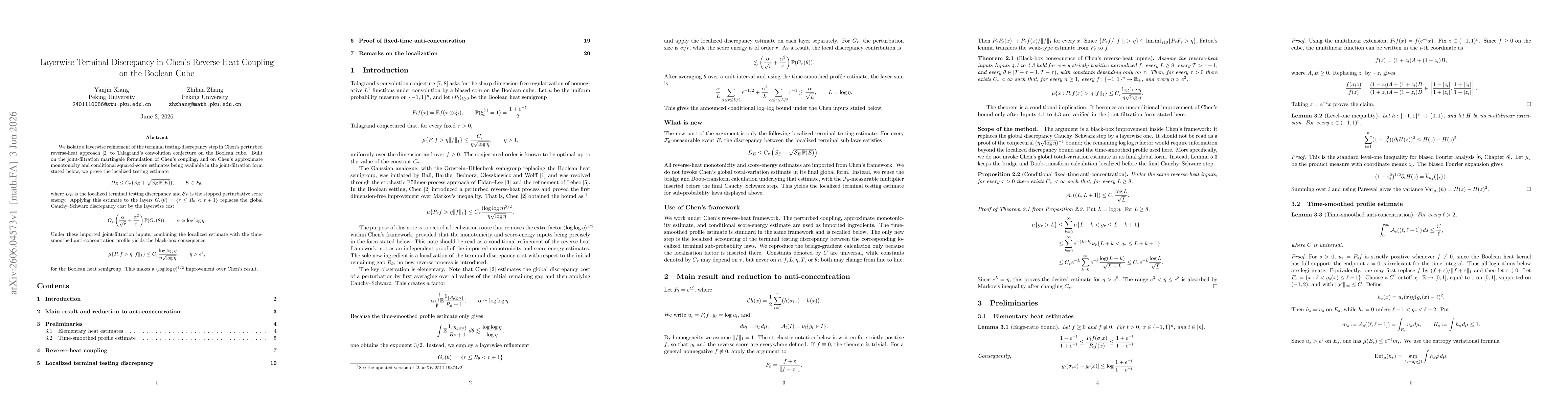 Thumbnail for Layerwise Terminal Discrepancy in Chen's Reverse-Heat Coupling on the Boolean Cube