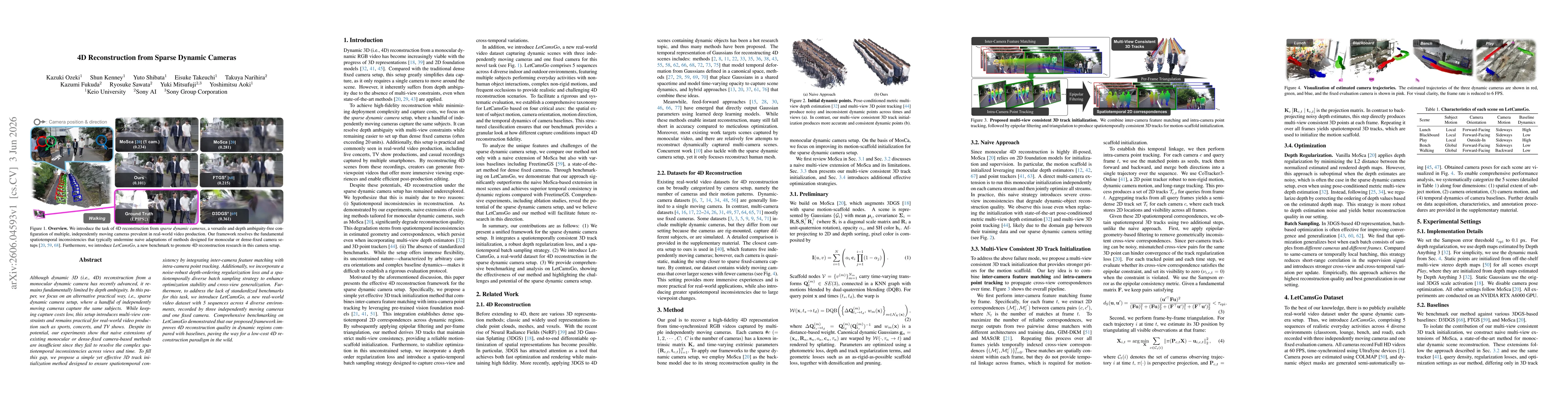 Thumbnail for 4D Reconstruction from Sparse Dynamic Cameras