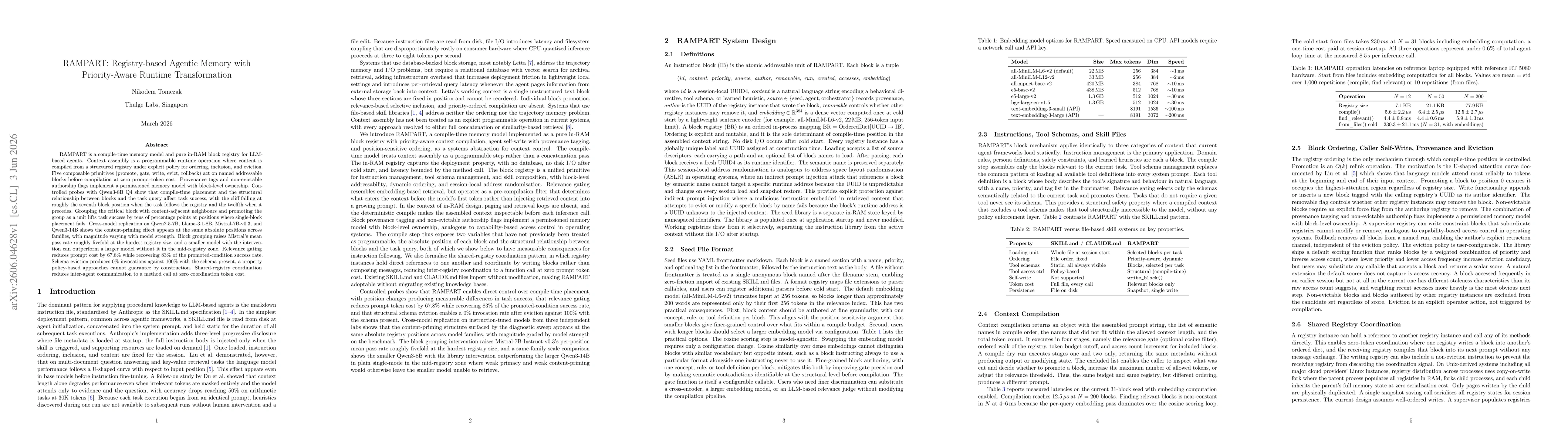 Thumbnail for RAMPART: Registry-based Agentic Memory with Priority-Aware Runtime Transformation