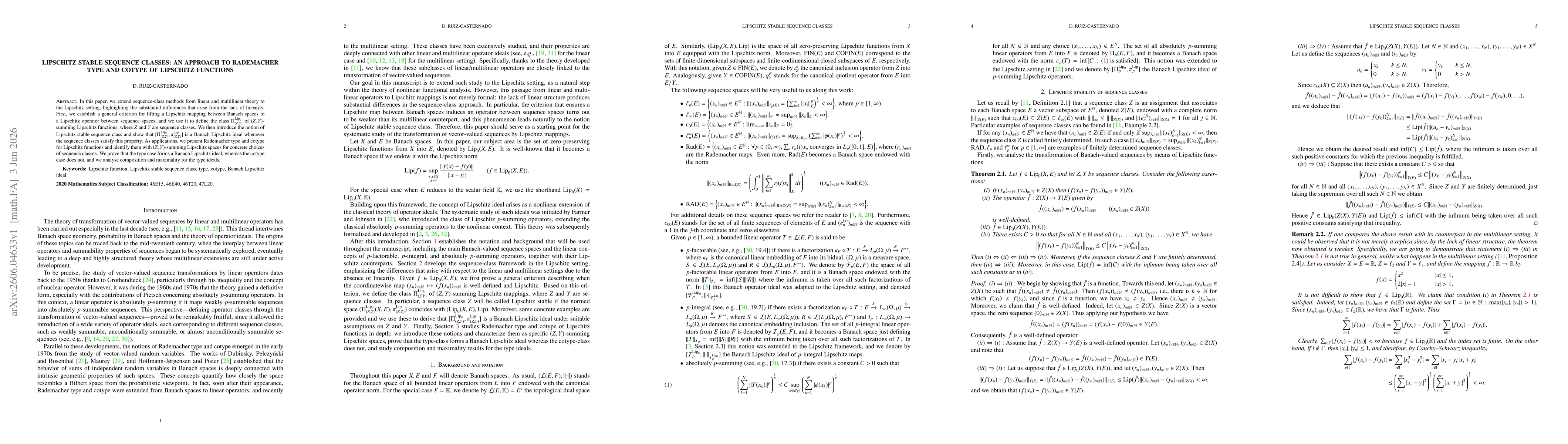 Thumbnail for Lipschitz stable sequence classes: an approach to Rademacher type and cotype of Lipschitz functions