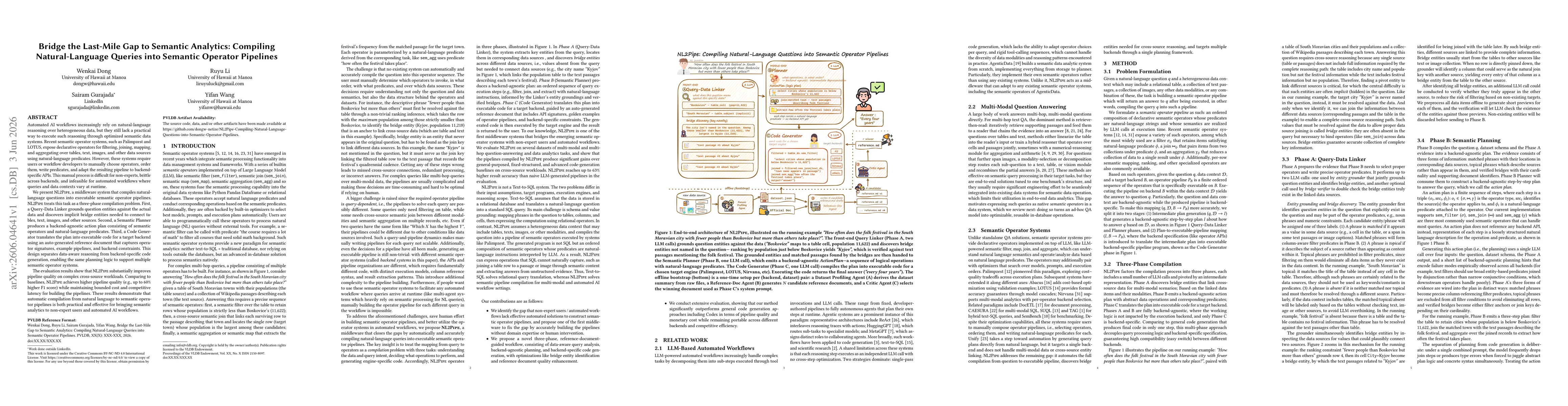 Thumbnail for Bridge the Last-Mile Gap to Semantic Analytics: Compiling Natural-Language Queries into Semantic Operator Pipelines