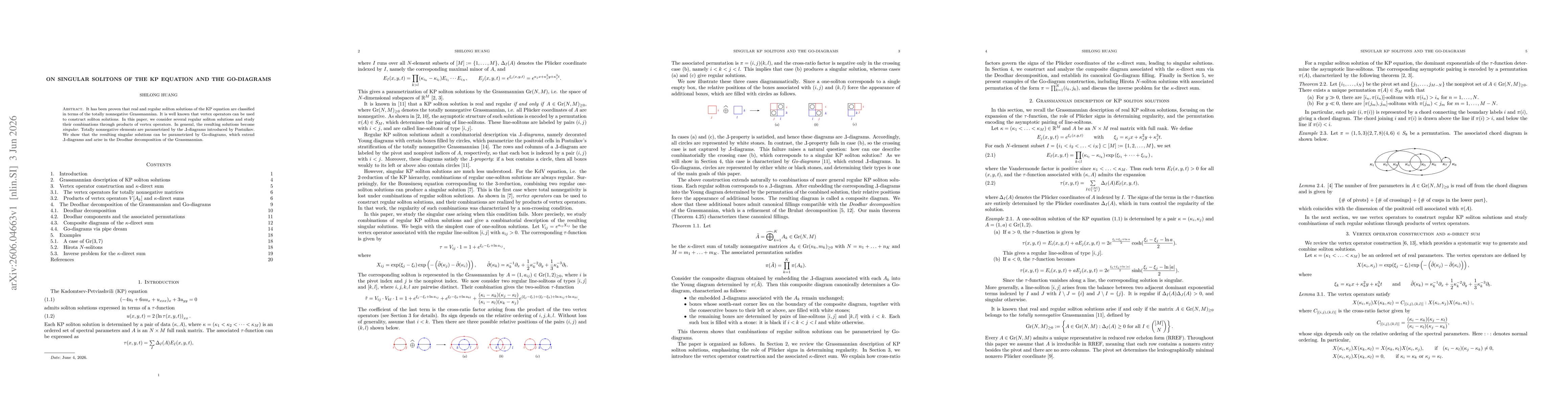 Thumbnail for On singular solitons of the KP equation and the Go-diagrams