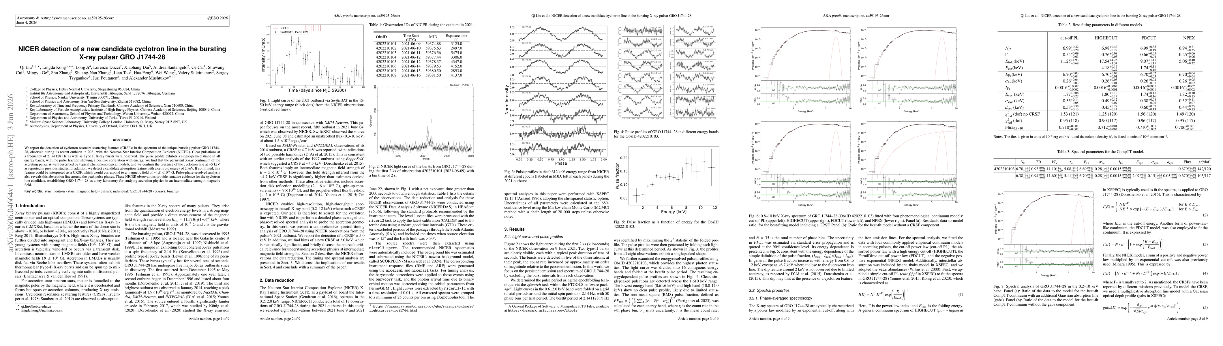 Thumbnail for NICER detection of a new candidate cyclotron line in the bursting X-ray pulsar GRO J1744-28