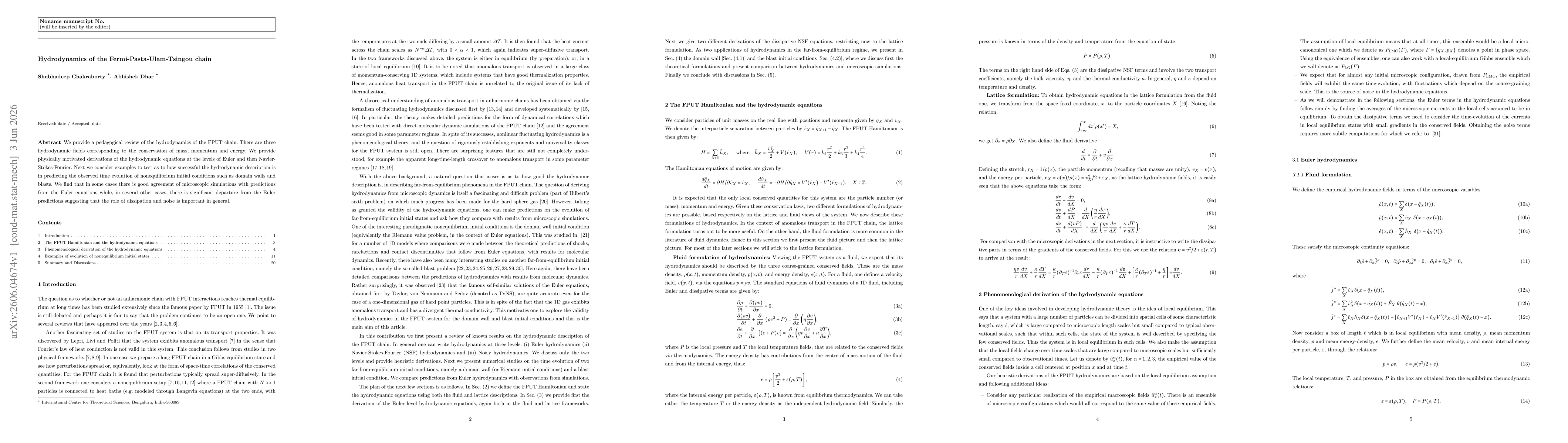 Thumbnail for Hydrodynamics of the Fermi-Pasta-Ulam-Tsingou chain