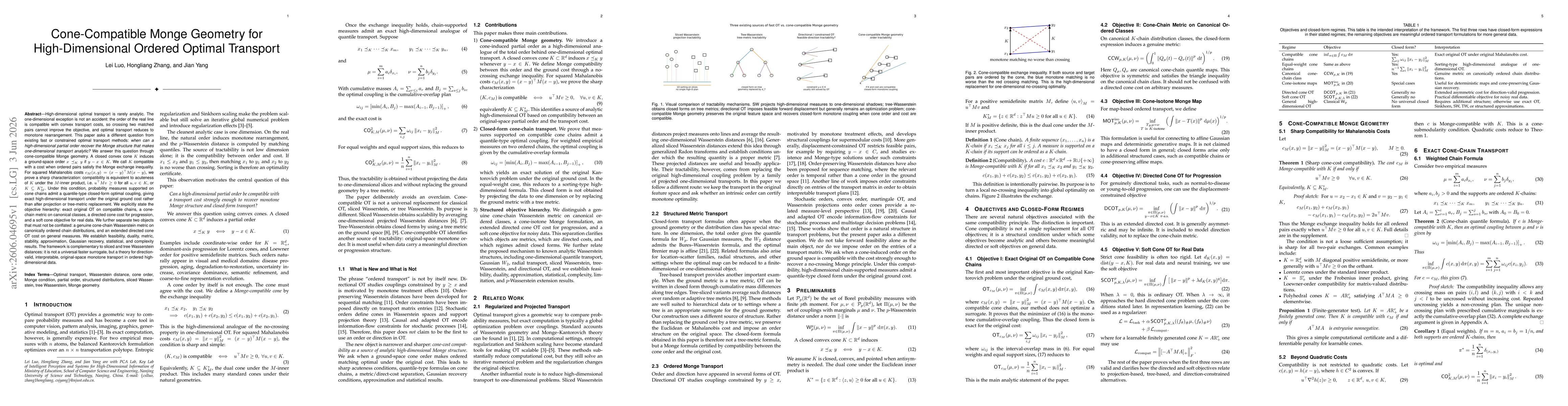 Thumbnail for Cone-Compatible Monge Geometry for High-Dimensional Ordered Optimal Transport