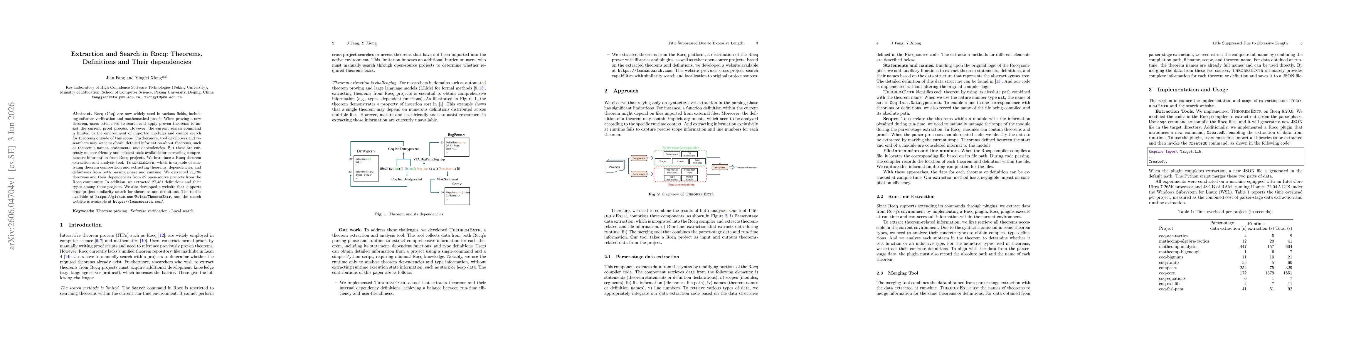 Thumbnail for Extraction and Search in Rocq: Theorems, Definitions and Their dependencies
