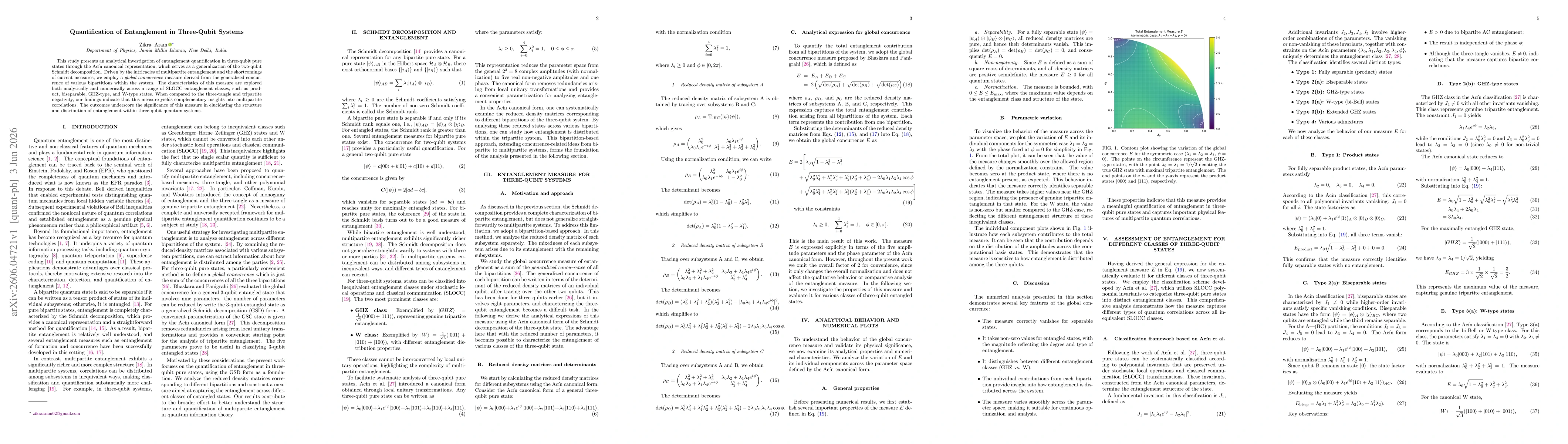 Thumbnail for Quantification of Entanglement in Three-Qubit Systems