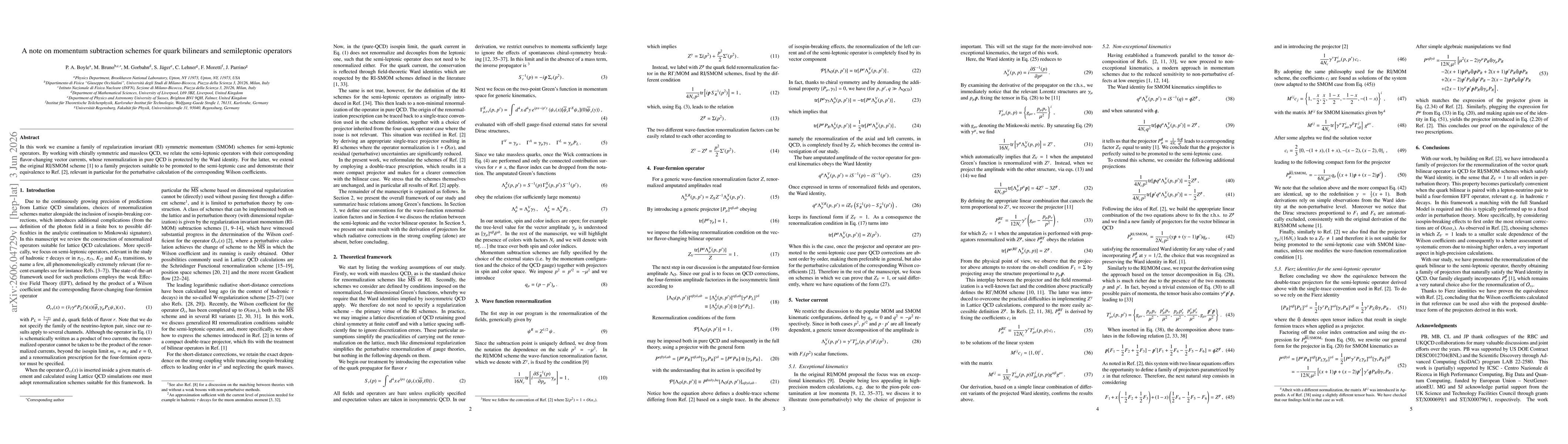 Thumbnail for A note on momentum subtraction schemes for quark bilinears and semileptonic operators