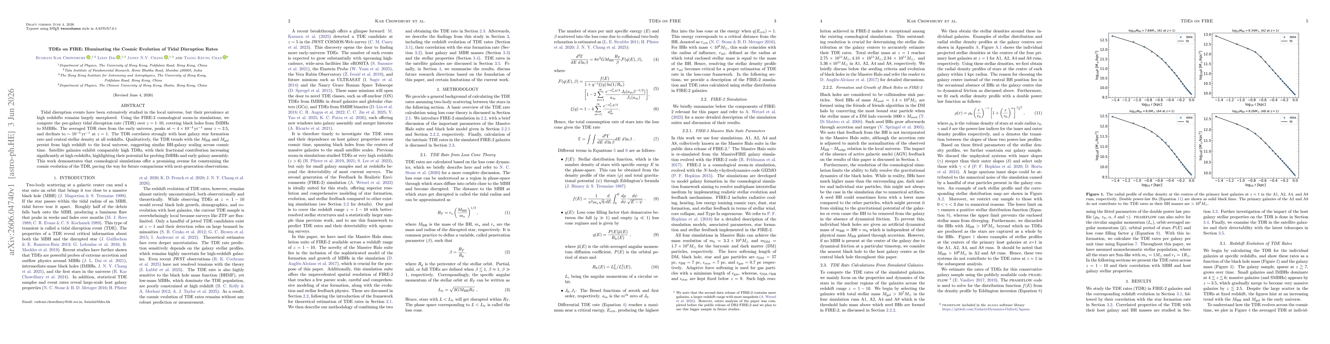 Thumbnail for TDEs on FIRE: Illuminating the Cosmic Evolution of Tidal Disruption Rates