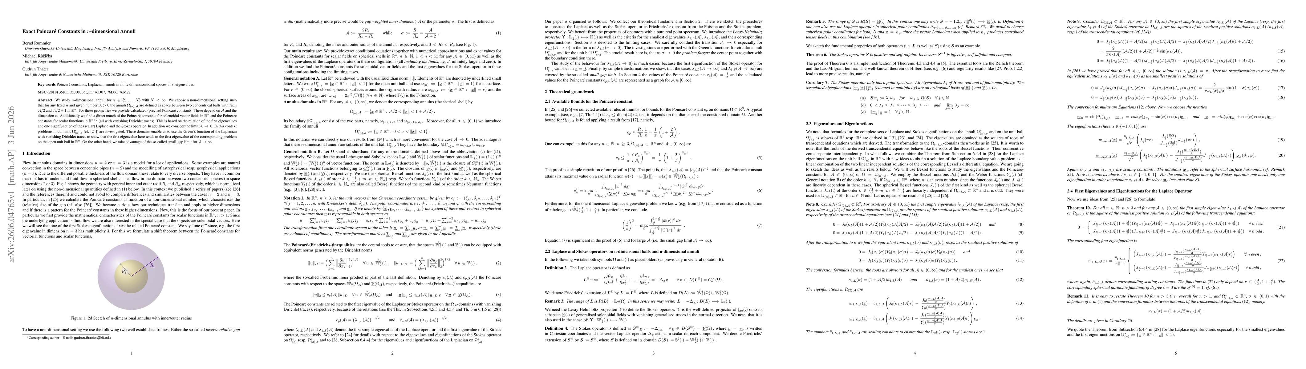 Thumbnail for Exact Poincare Constants in n-dimensional Annuli