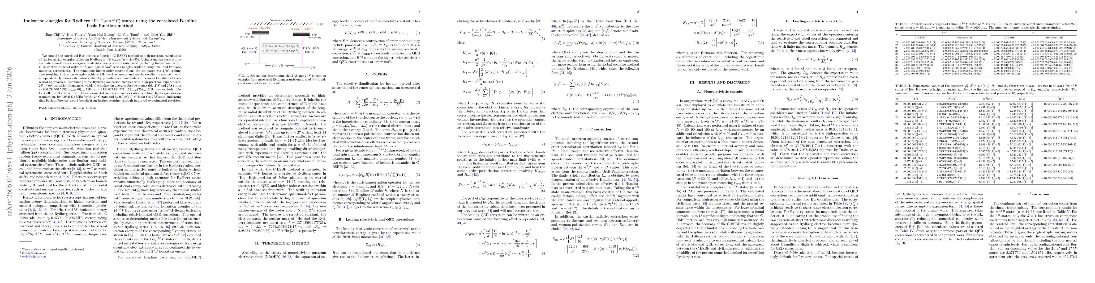 Thumbnail for Ionization energies for Rydberg $^4 \mathrm{He}$ ($1snp\,^{1,3}P$) states using the correlated B-spline basis function method