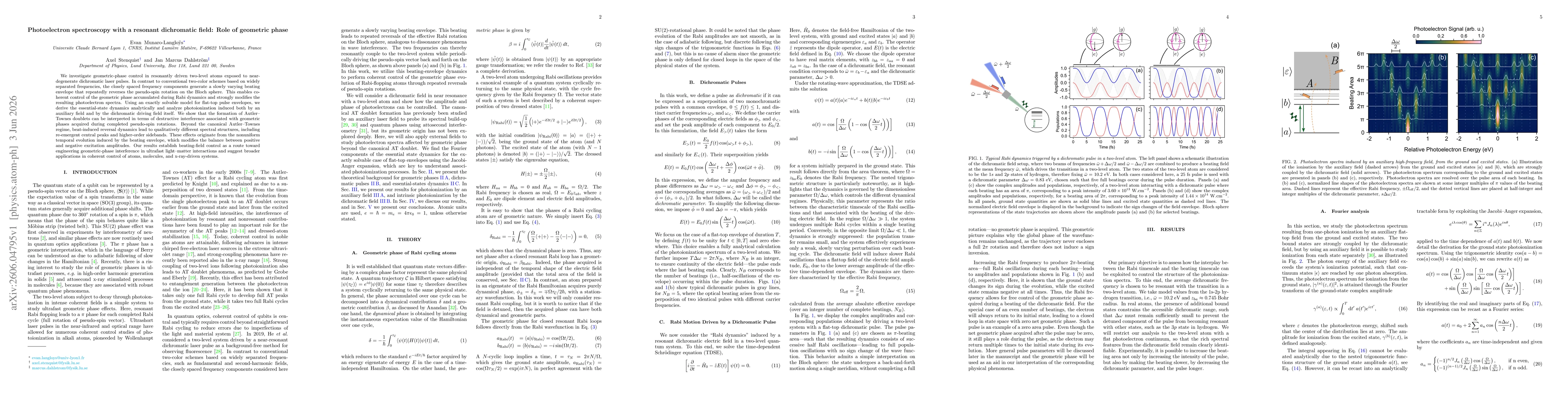 Thumbnail for Photoelectron spectroscopy with a resonant dichromatic field: Role of geometric phase