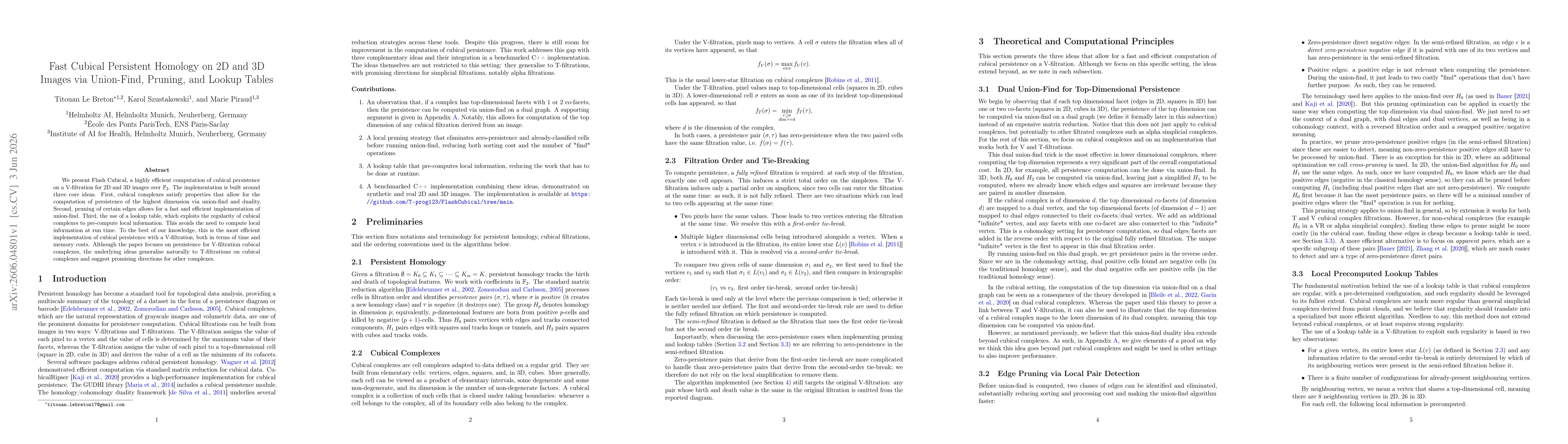 Thumbnail for Fast Cubical Persistent Homology on 2D and 3D Images via Union-Find, Pruning, and Lookup Tables