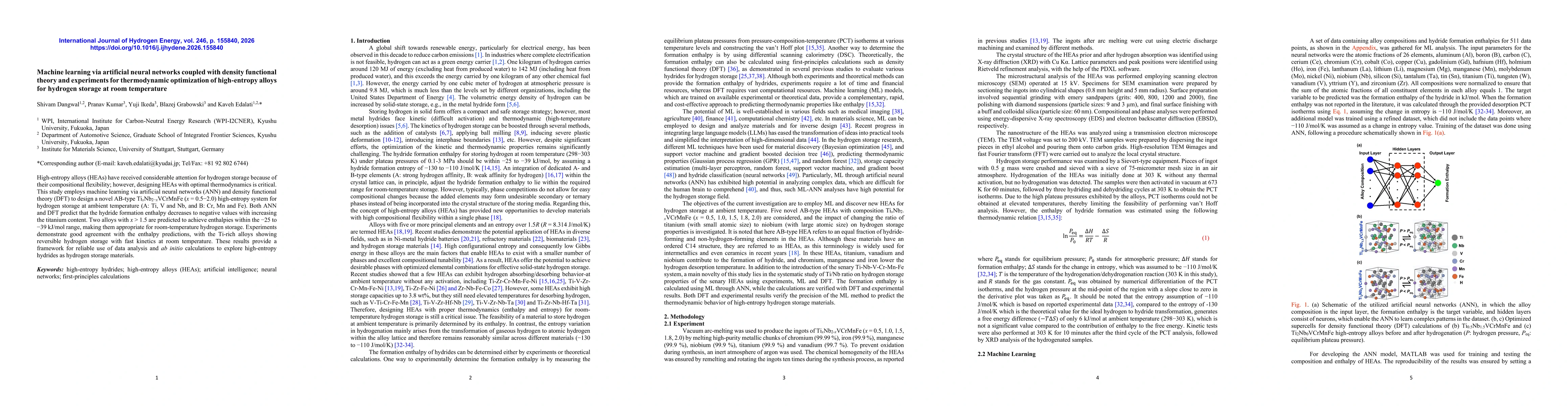 Thumbnail for Machine learning via artificial neural networks coupled with density functional theory and experiments for thermodynamic optimization of high-entropy alloys for hydrogen storage at room temperature