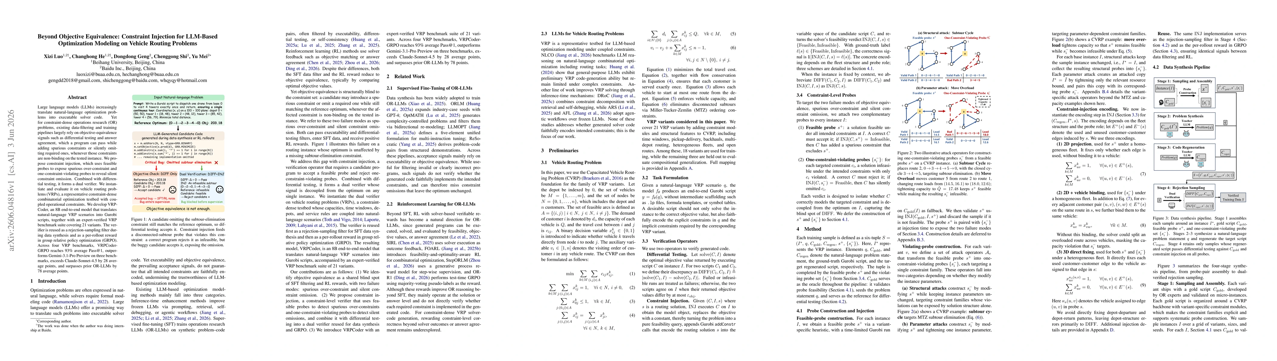 Thumbnail for Beyond Objective Equivalence: Constraint Injection for LLM-Based Optimization Modeling on Vehicle Routing Problems