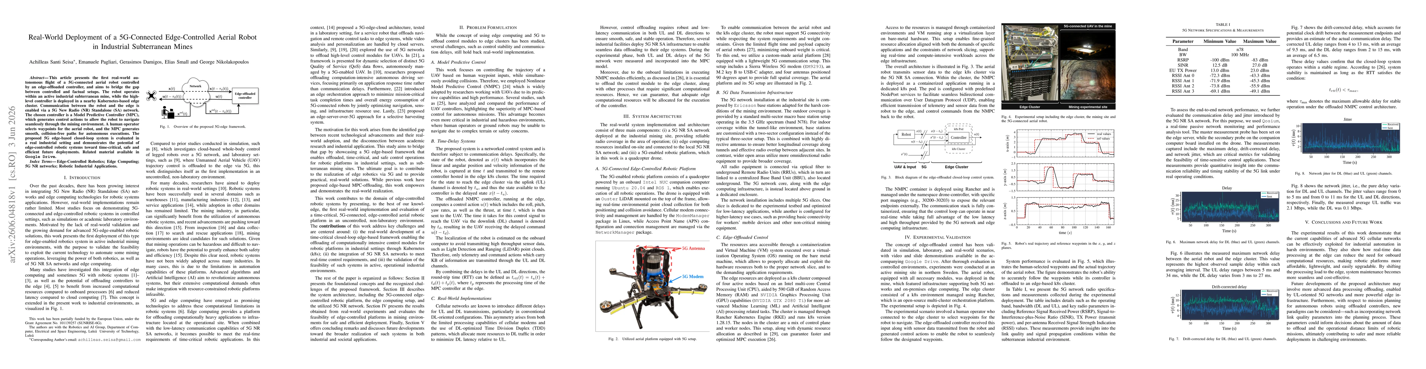 Thumbnail for Real-World Deployment of a 5G-Connected Edge-Controlled Aerial Robot in Industrial Subterranean Mines