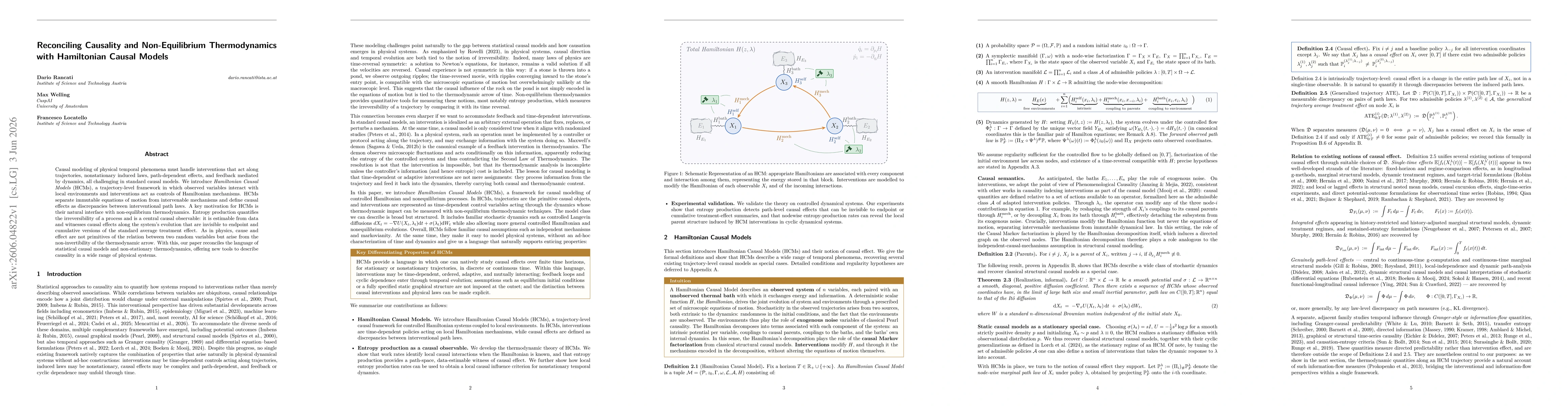 Thumbnail for Reconciling Causality and Non-Equilibrium Thermodynamics with Hamiltonian Causal Models