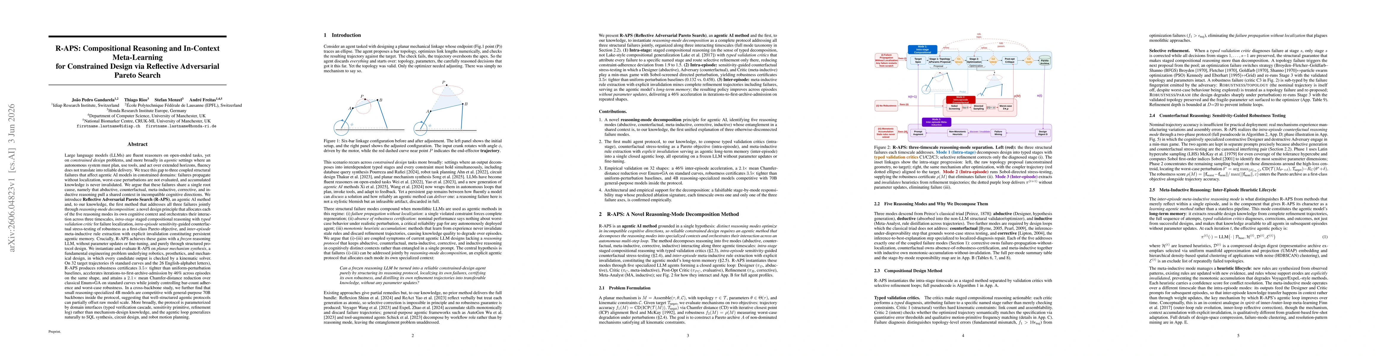 Thumbnail for R-APS: Compositional Reasoning and In-Context Meta-Learning for Constrained Design via Reflective Adversarial Pareto Search