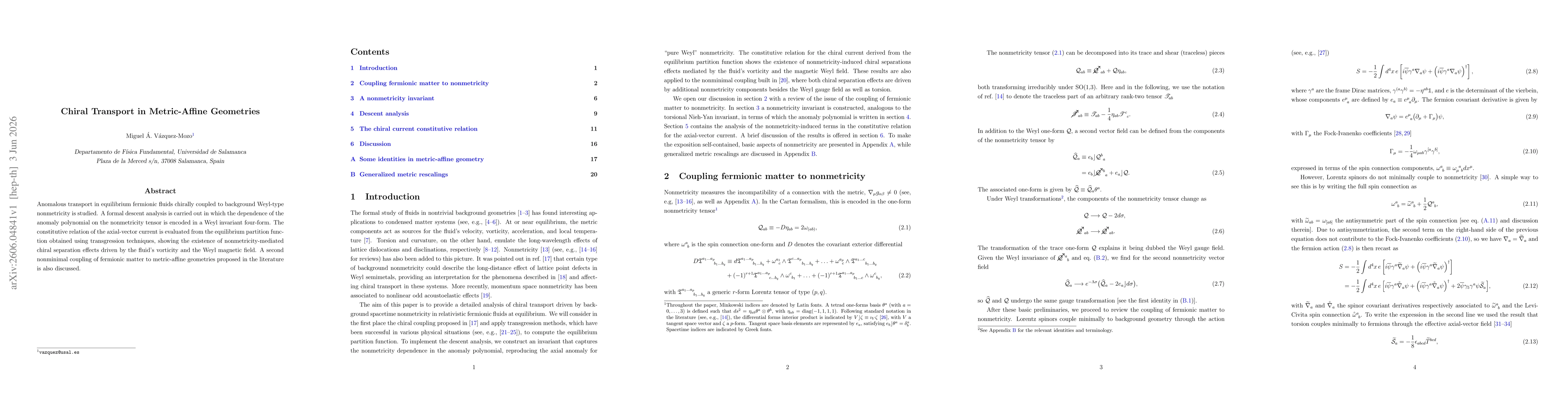 Thumbnail for Chiral Transport in Metric-Affine Geometries