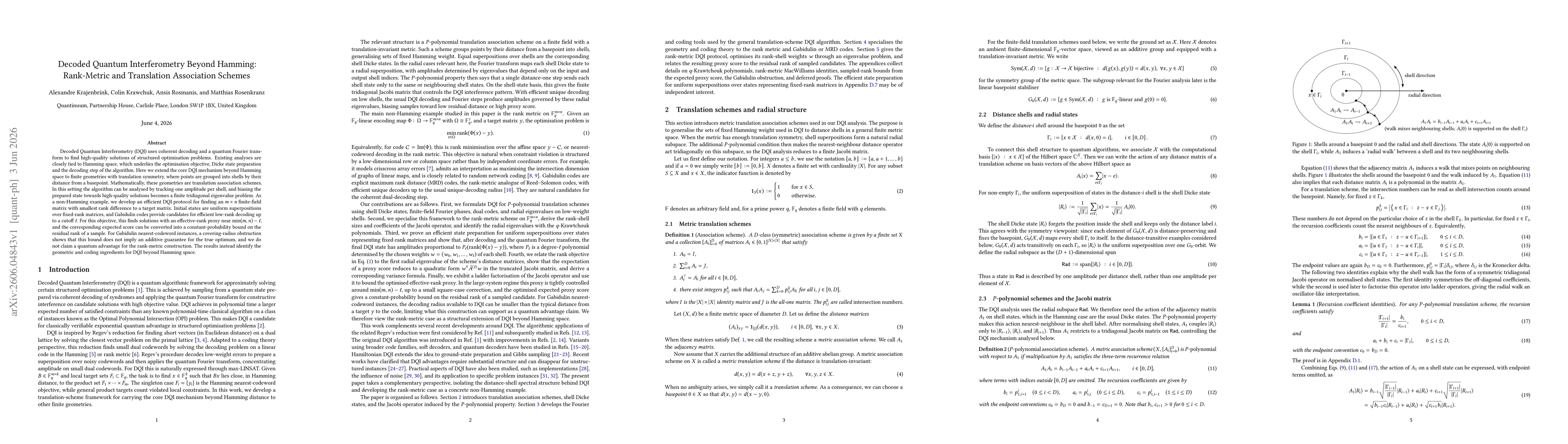 Thumbnail for Decoded Quantum Interferometry Beyond Hamming: Rank-Metric and Translation Association Schemes