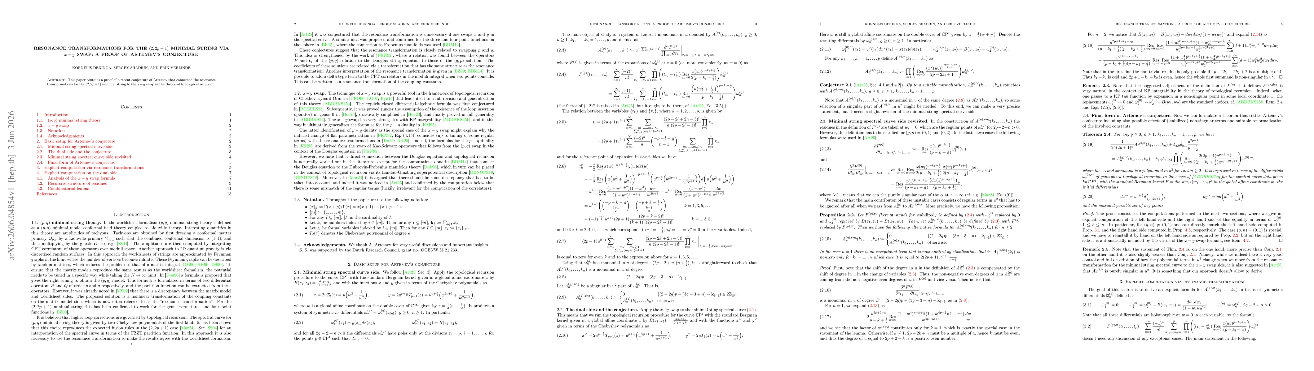 Thumbnail for Resonance transformations for the $(2,2p+1)$ minimal string via $x-y$ swap: a proof of Artemev's conjecture