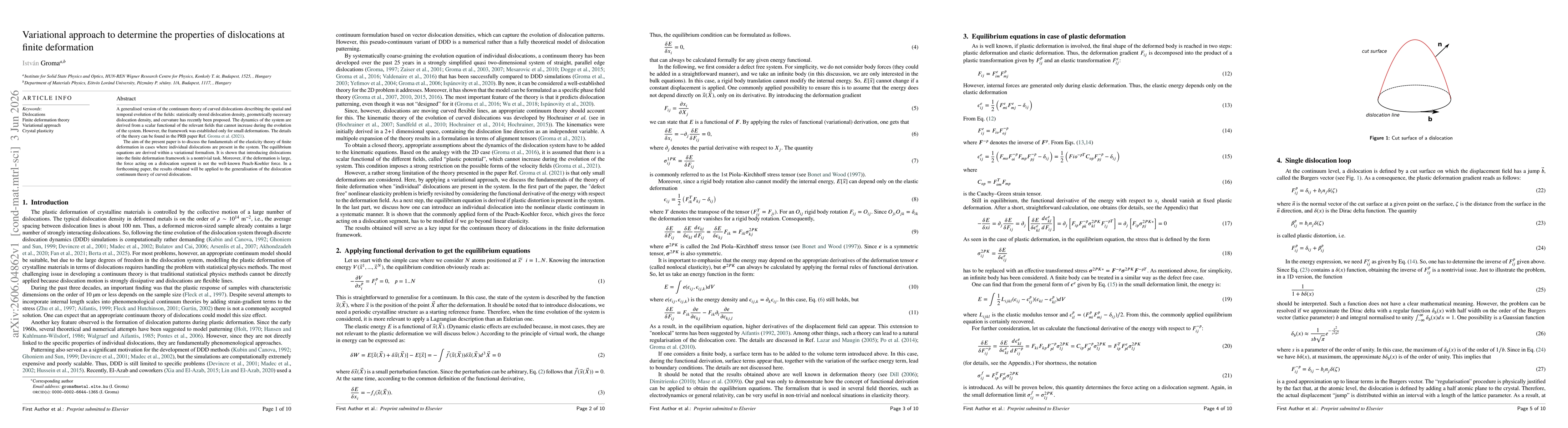 Thumbnail for Variational approach to determine the properties of dislocations at finite deformation