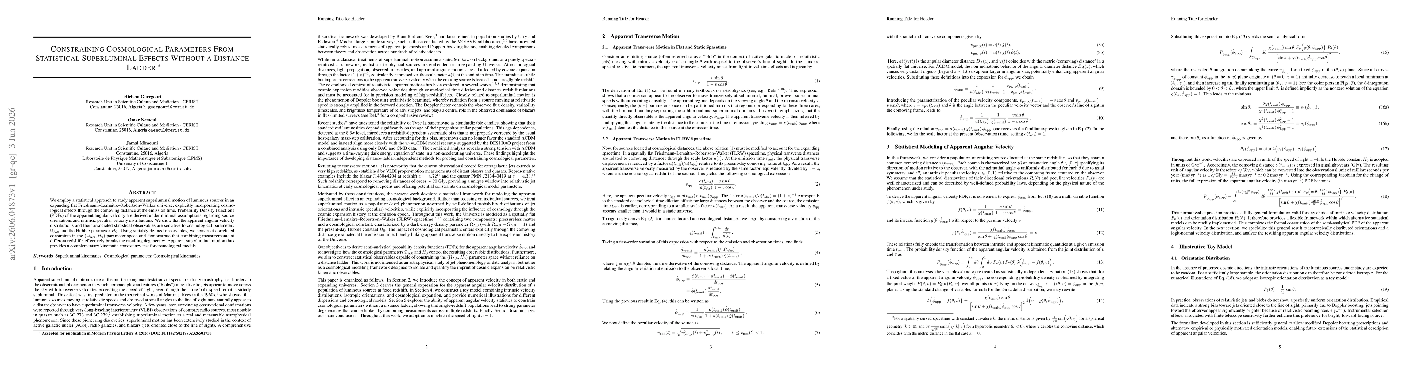 Thumbnail for Constraining Cosmological Parameters From Statistical Superluminal Effects Without a Distance Ladder