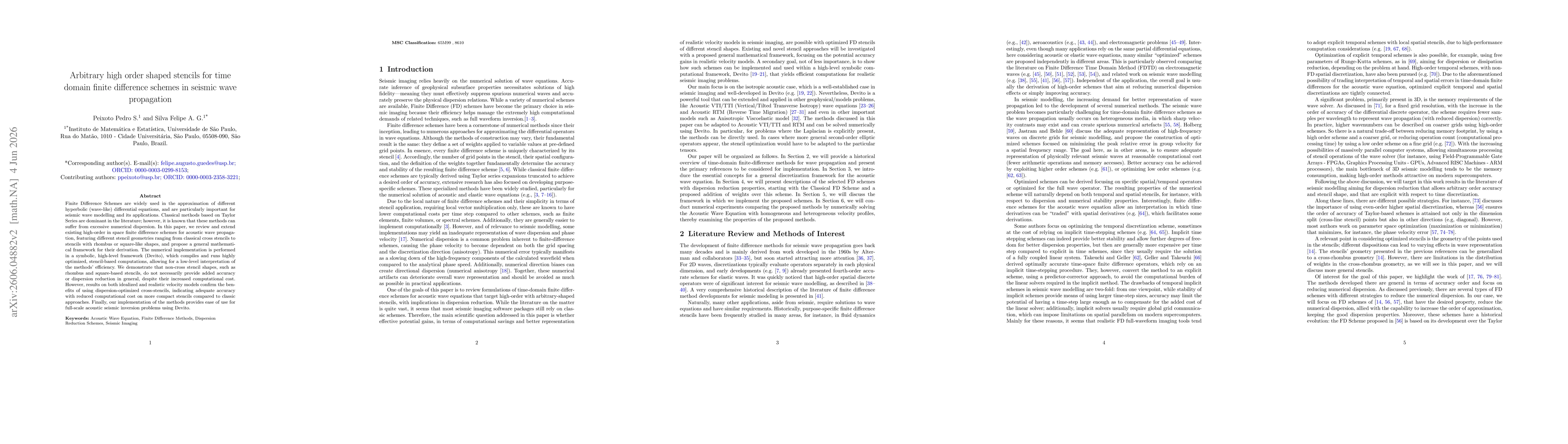 Thumbnail for Arbitrary high order shaped stencils for time domain finite difference schemes in seismic wave propagation