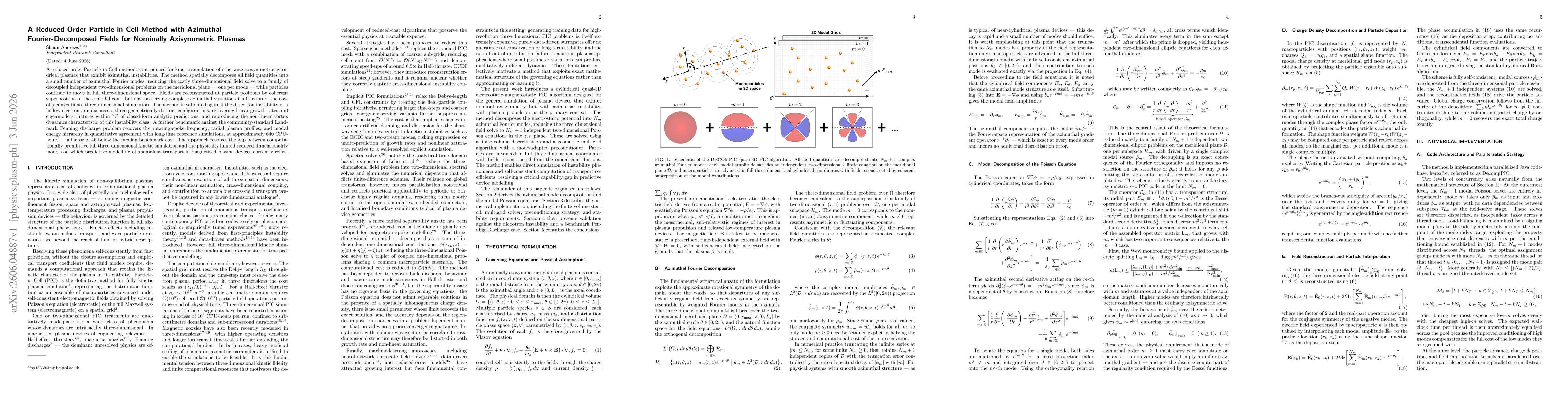 Thumbnail for A Reduced-Order Particle-in-Cell Method with Azimuthal Fourier-Decomposed Fields for Nominally Axisymmetric Plasmas