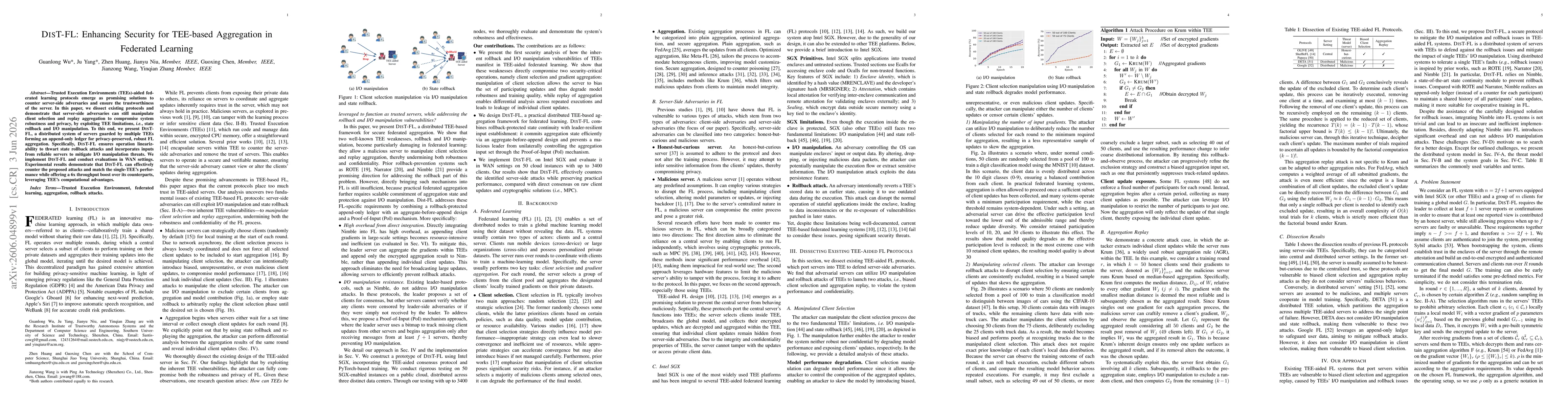 Thumbnail for DIST-FL: Enhancing Security for TEE-based Aggregation in Federated Learning