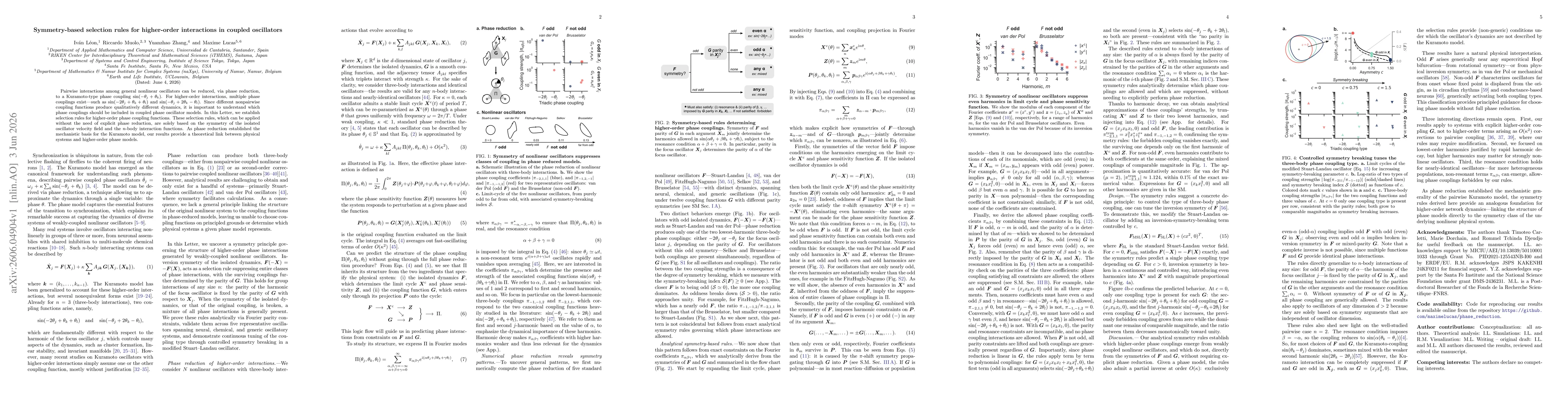 Thumbnail for Symmetry-based selection rules for higher-order interactions in coupled oscillators